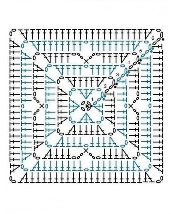 Схема мотива и обвязки для вязания пледа крючком