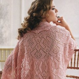 Нежная ажурная шаль, вяжем спицами
