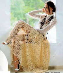 Юбка ленточным кружевом, вяжем крючком