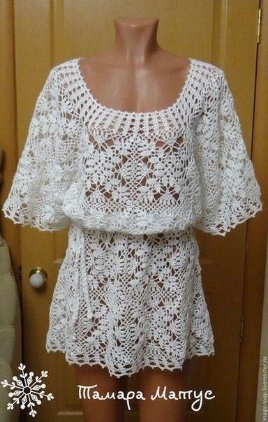 Ажурная туника из мотивов крючком Ажурная туника из мотивов крючком