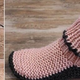 Высокие тапочки спицами