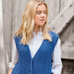 Жилет с узором «елочка», вяжем спицами