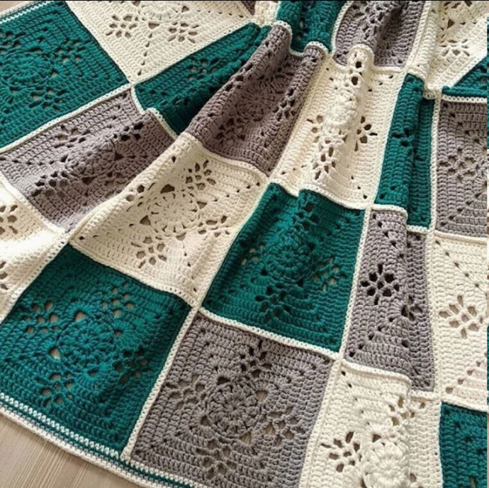 ​Мотив для пледа &laquo;Викторианский квадрат&raquo; &mdash; произведение искусства с атмосферой прошлого