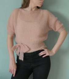 Блуза «Бутон»,  вяжем из кид мохера