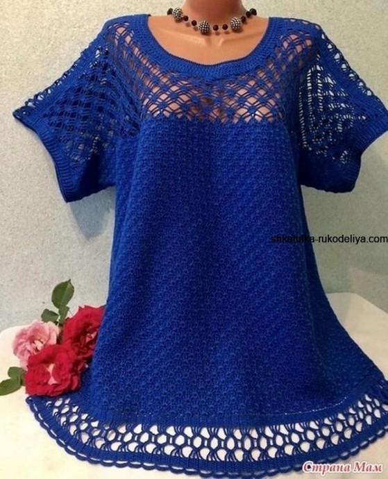 Блузка для пышных дам, вяжем крючком Блузка для пышных дам, вяжем крючком