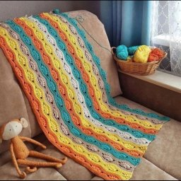 Интересный узор крючком, получится интересный плед