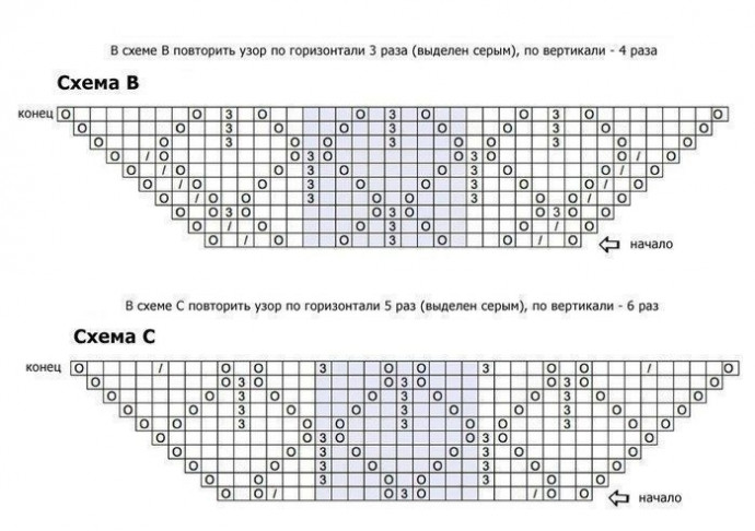 Шаль с узором из листьев