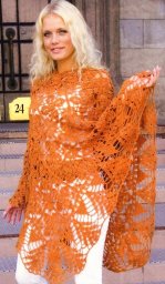 Пончо из квадратных мотивов с каймой