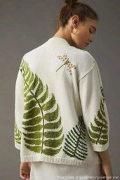 Уютный кардиган, связанный узором "жаккард"