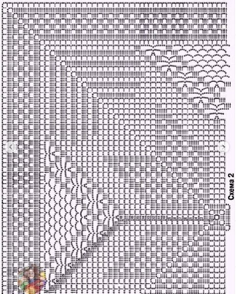 Квадратная салфетка в технике филейного вязания. Схема.