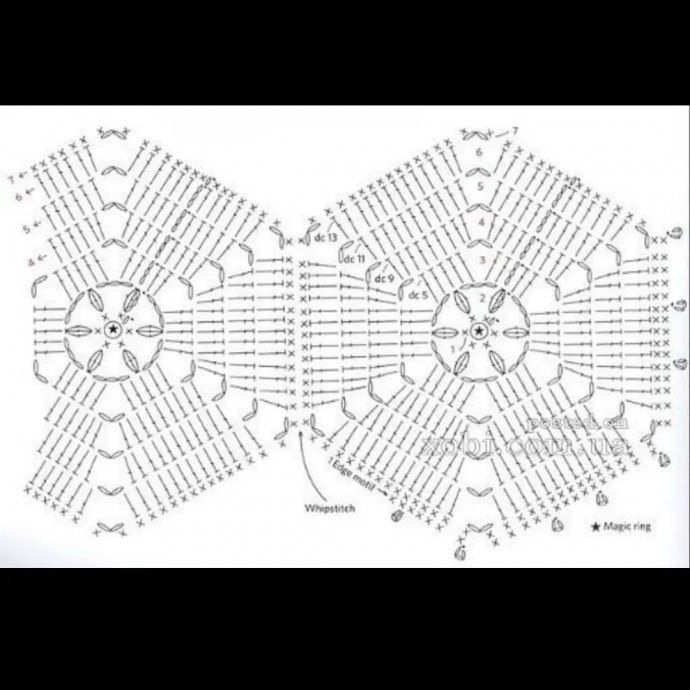 Схемы шестиугольников для пледа или коврика крючком