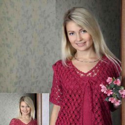 Женственный костюм: пуловер спицами и ажурная жилетка крючком