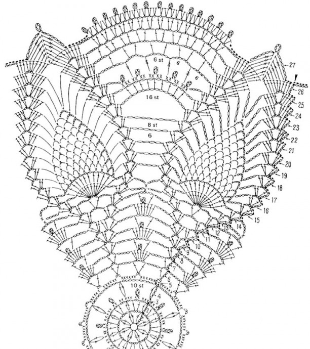 Салфетка крючком, схема в копилку