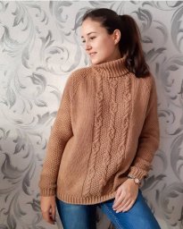 Коричневый свитер спицами