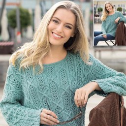 Джемпер мятного цвета спицами