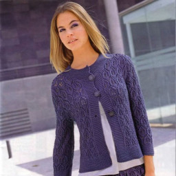 Кофточка спицами с узором из листьев