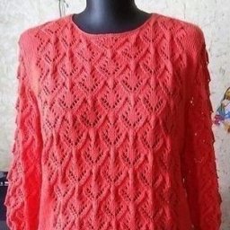 Коралловый джемпер, вяжем спицами