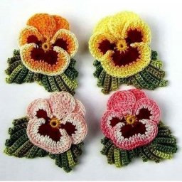 Анютины глазки, вяжем крючком