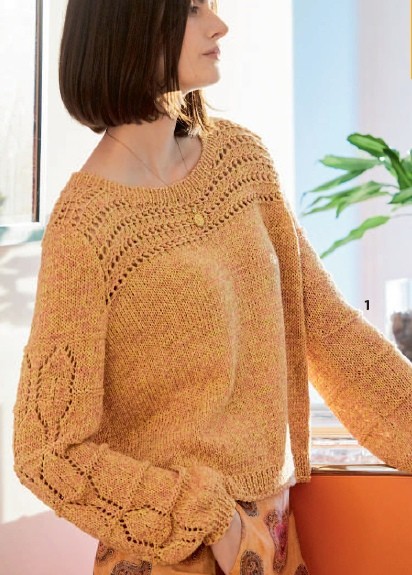 Симпатичный пуловер спицами
