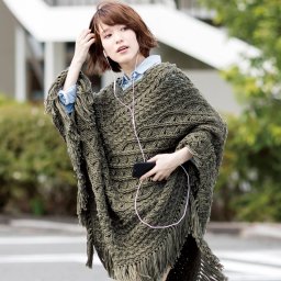 Удлиненное пончо цвета хакки - врываемся в стильную осень!