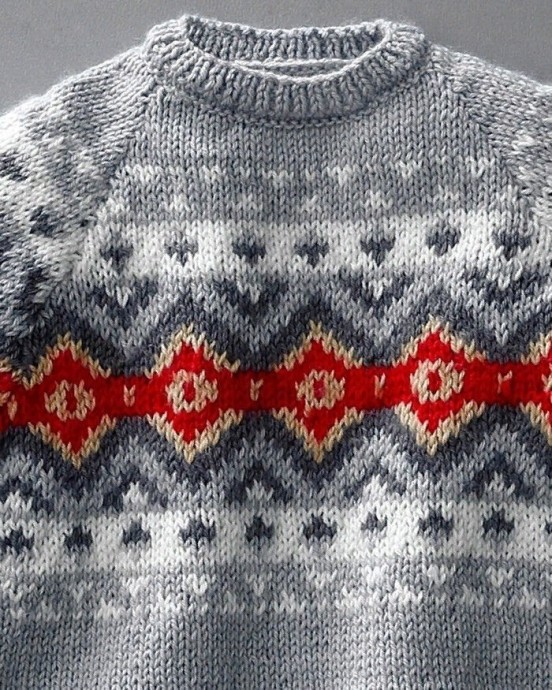 Идея для детского зимнего свитера спицами