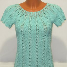 Мятная кофточка крючком