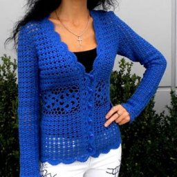 Очаровательный васильковый жакет, вяжем крючком!