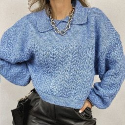 Джемпер спицами с узором "Колоски" из перемещённых петель