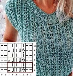 Узор спицами для топа/футболки/пуловера