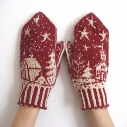 Варежки "Зимний Пейзаж", вяжем спицами