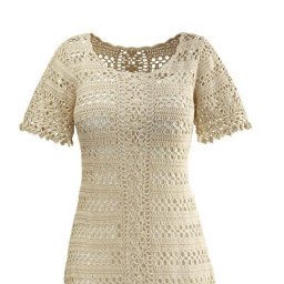 Ажурное бежевое платье крючком