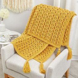 Горчичный плед крючком