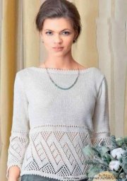 Вязаный джемпер с ажурной каймой со схемой