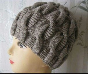 Шапочка спицами с узором "Жгут Змейка"