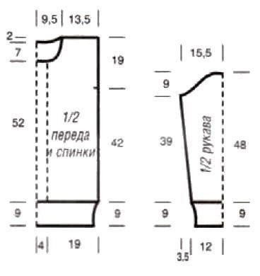 Женский свитер спицами с косой по центру