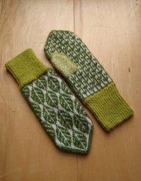 Схема жаккардового узора "Листья" для вязания варежек