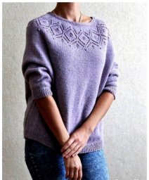 Пуловер с круглой кокеткой спицами