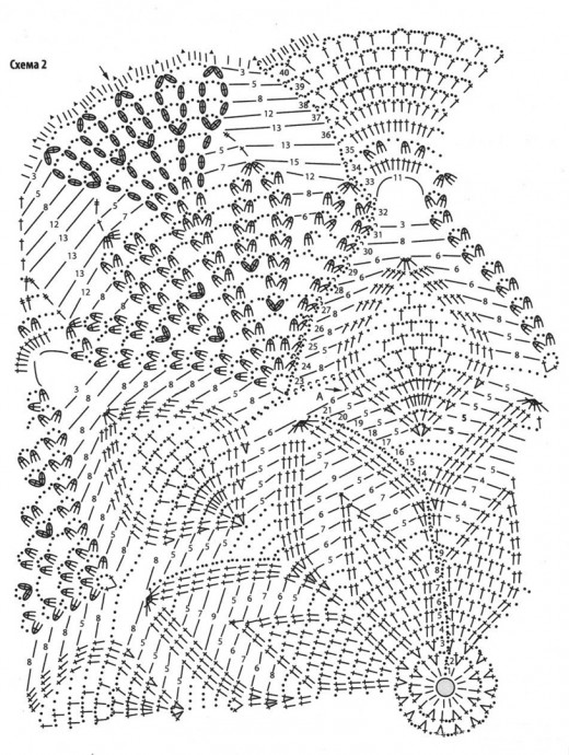Схема вязания салфетки крючком «Морозное кружево»