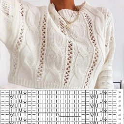 Узор с косами и ажуром для джемпера