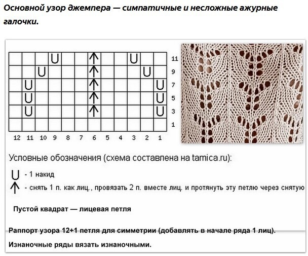 Ажурный узор для джемпера 1 Ажурный узор для джемпера 1