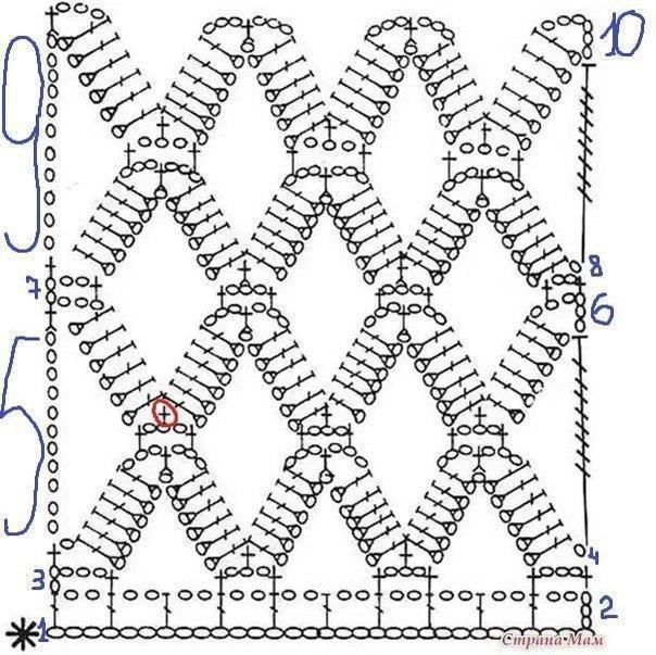 Сетчатая кофточка крючком