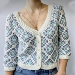 Жакет крючком из мотивов "бабушкин квадрат"