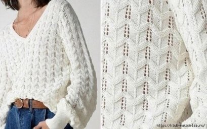 Пуловер спицами