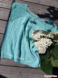 Мятная кофточка крючком