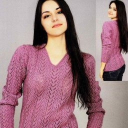 Розовый ажурный пуловер