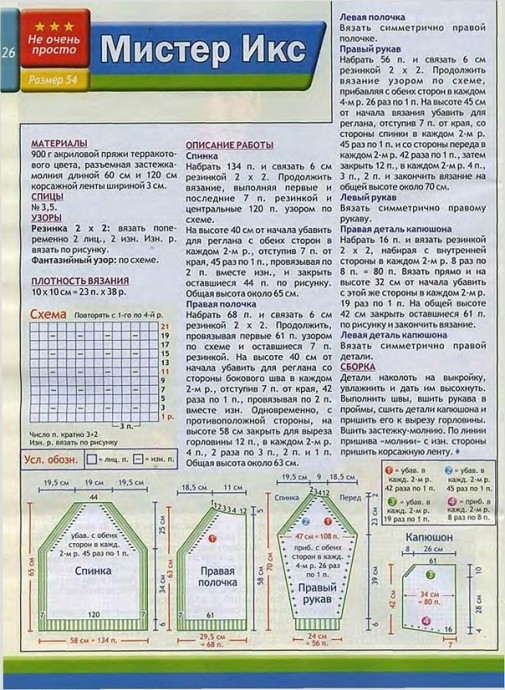 Вяжем мужскую кофту на молнии