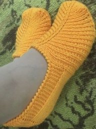 Восточные тапочки на двух спицах