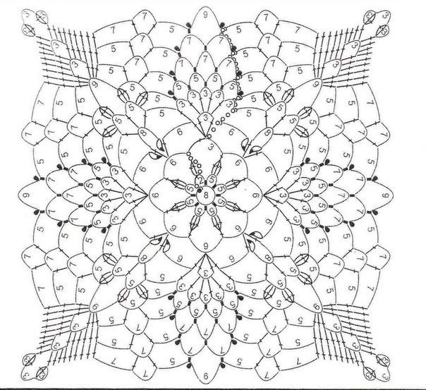 Ажурные квадратные мотивы в копилочку мастерицы