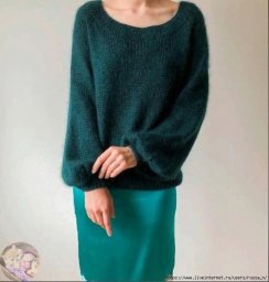 Джемпер оверсайз "Изумруд", связанный спицами