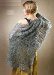 Ажурная шаль из мохера, вяжем спицами